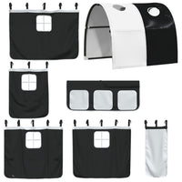 Letto a Soppalco con Tunnel Bambini Bianco e Nero 80x200cm Pino 3309095