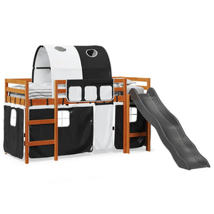 vidaXL Letto a Soppalco con Tunnel Bambini Bianco e Nero 80x200cm Pino