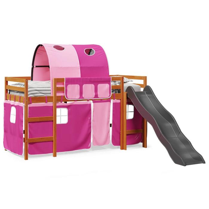 vidaXL Letto a Soppalco con Tunnel Bambini Rosa 80x200cm Massello Pino