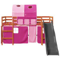 vidaXL Letto a Soppalco con Tunnel Bambini Rosa 80x200cm Massello Pino