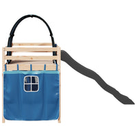 Letto a Soppalco con Tunnel Bambini Blu 90x200cm Massello Pino 3309102