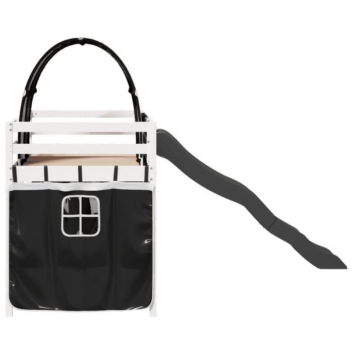 Letto a Soppalco con Tunnel Bambini Bianco e Nero 90x200cm Pino 3309104