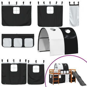 Letto a Soppalco con Tunnel Bambini Bianco e Nero 90x200cm Pino