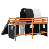 Letto a Soppalco con Tunnel Bambini Bianco e Nero 90x200cm Pino 3309107