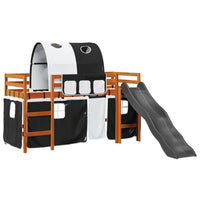 Letto a Soppalco con Tunnel Bambini Bianco e Nero 90x190cm Pino 3309116