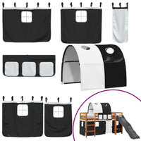 Letto a Soppalco con Tunnel Bambini Bianco e Nero 90x190cm Pino 3309116