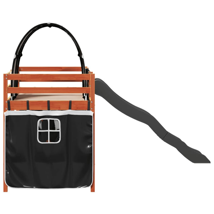 Letto a Soppalco con Tunnel Bambini Bianco e Nero 90x190cm Pino 3309116