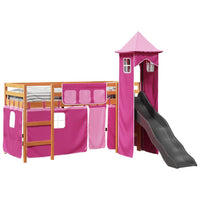 Letto a Soppalco con Torre Bambini Rosa 80x200cm Massello Pino 3309127