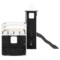 Letto a Soppalco con Torre Bambini Bianco e Nero 90x200cm Pino 3309131