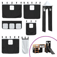 Letto a Soppalco con Torre Bambini Bianco e Nero 90x190cm Pino 3309143