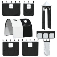 Letto a Soppalco con Torre Bambini Bianco e Nero 80x200cm Pino