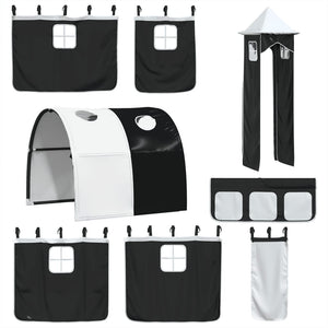 Letto a Soppalco con Torre Bambini Bianco e Nero 80x200cm Pino