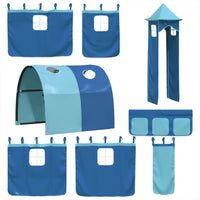 Letto a Soppalco con Torre Bambini Blu 80x200cm Massello Pino