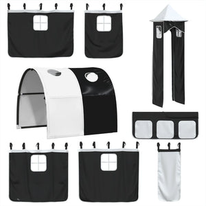 Letto a Soppalco con Torre Bambini Bianco e Nero 90x200cm Pino 3309155