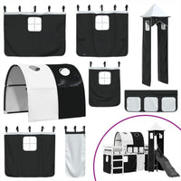 Letto a Soppalco con Torre Bambini Bianco e Nero 90x200cm Pino 3309158