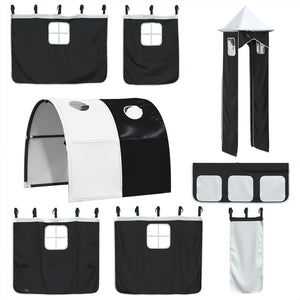 Letto a Soppalco con Torre Bambini Bianco e Nero 90x200cm Pino 3309158