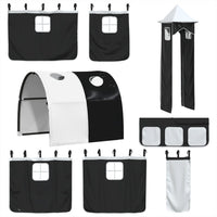 Letto a Soppalco con Torre Bambini Bianco e Nero 90x190cm Pino 3309164