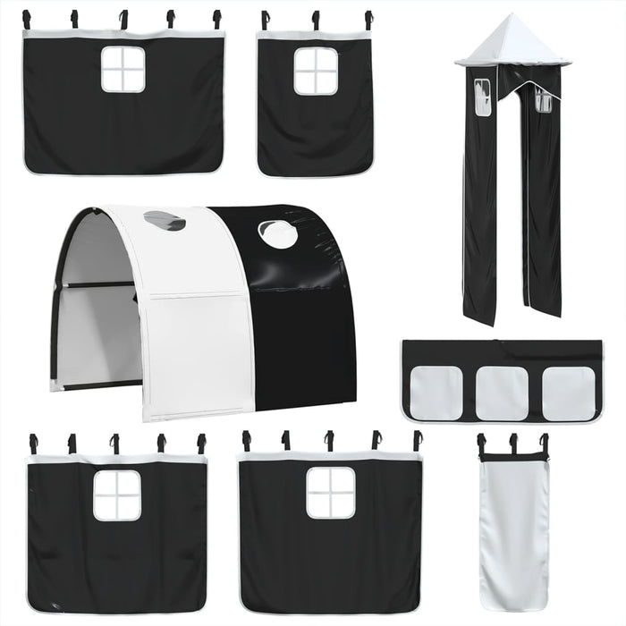 Letto a Soppalco con Torre Bambini Bianco e Nero 90x190cm Pino 3309164