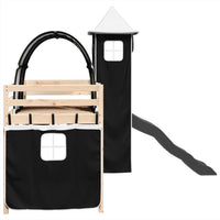 Letto a Soppalco con Torre Bambini Bianco e Nero 90x190cm Pino 3309164