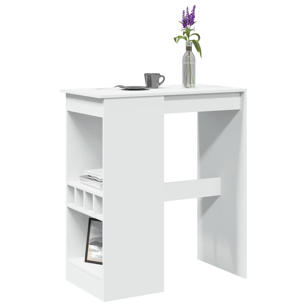 vidaXL Tavolo Bar con Rastrelliera Bianco 90x47,5x103,5 cm Truciolato