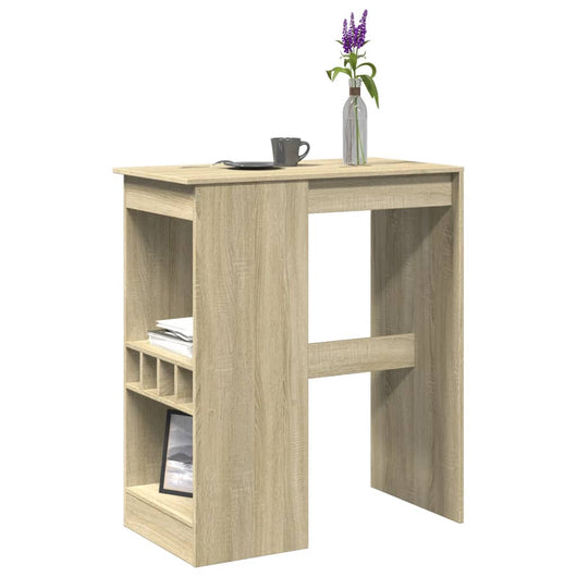 Tavolo Bar con Rastrelliera Sonoma 90x47,5x103,5 cm Multistrato 854339