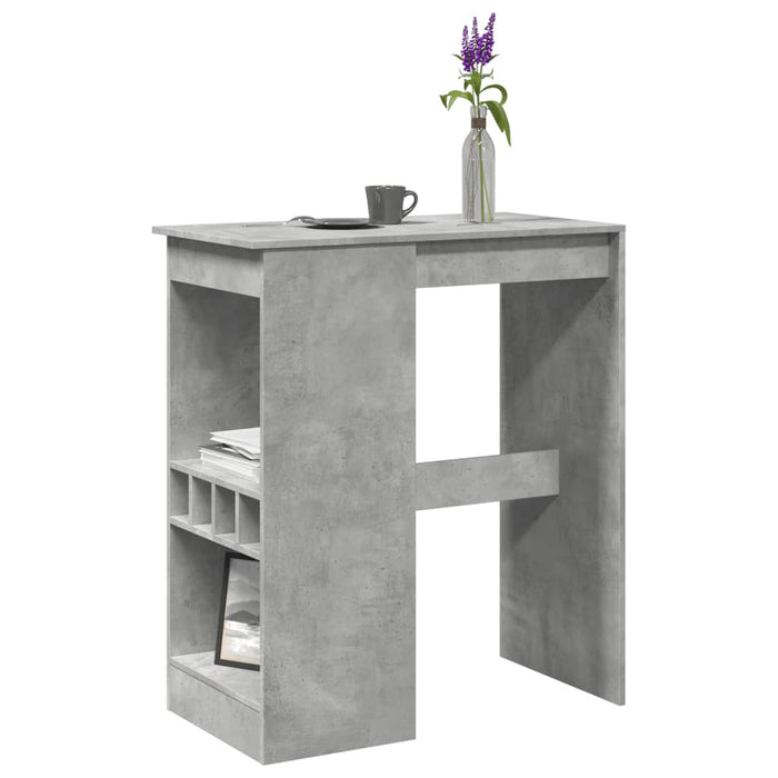 vidaXL Tavolo Bar con Rastrelliera Grigio 90x47,5x103,5 cm Multistrato