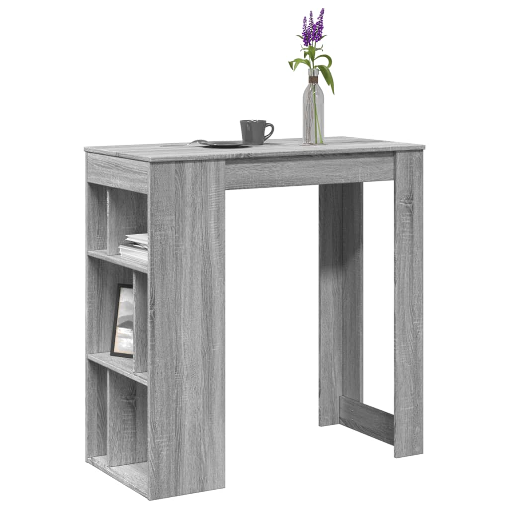 Tavolo Bar con Rastrelliera Grigio 102x50x103,5 cm Multistrato 854360