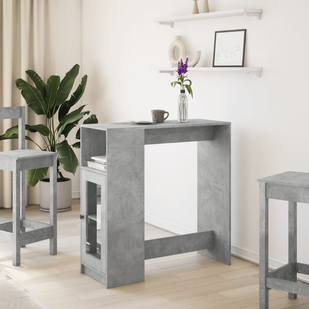 Tavolo Bar con Rastrelliera Grigio 101x40x103,5 cm Multistrato 854367