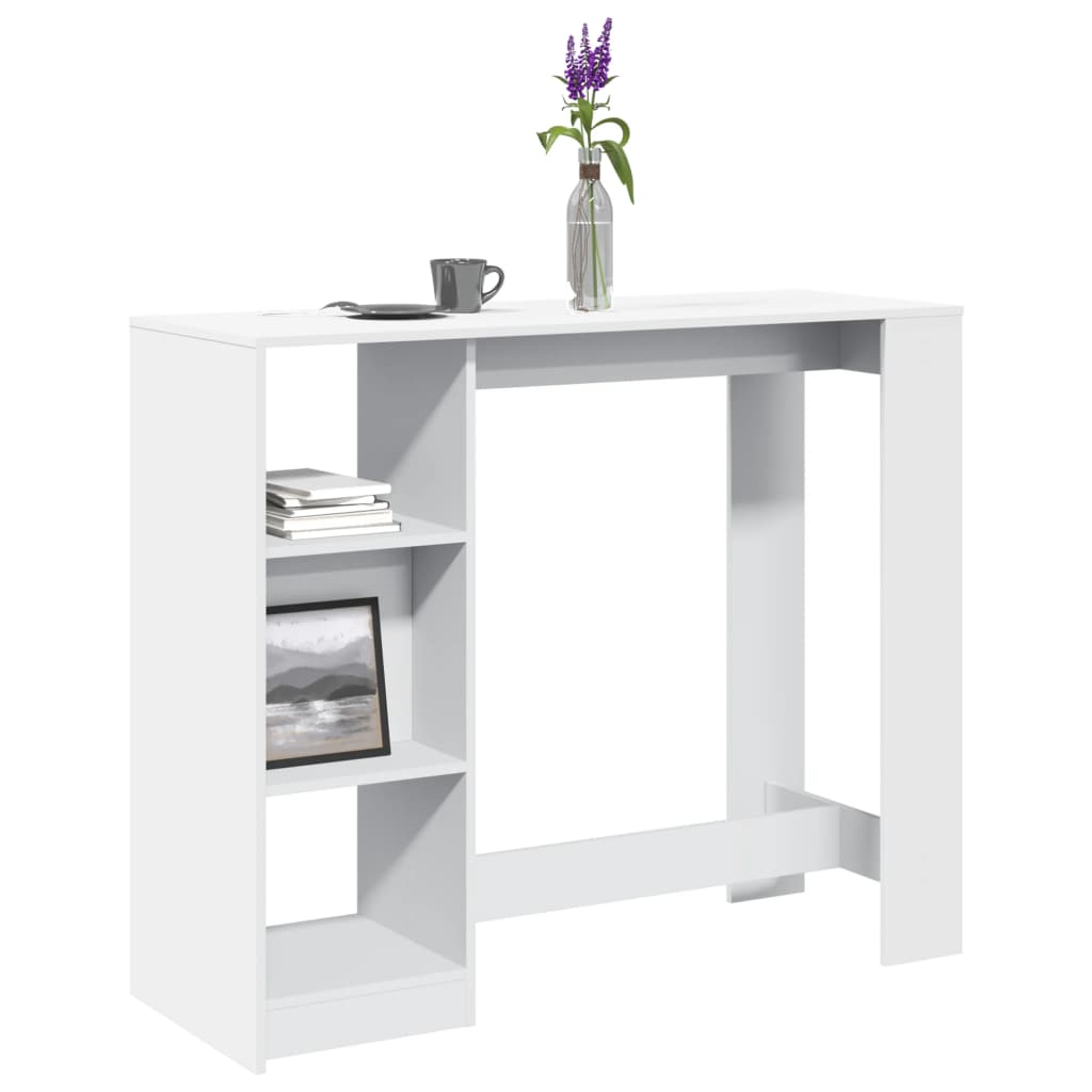 Tavolo Bar con Ripiano Bianco 124x46x103,5 cm in Truciolato 854391