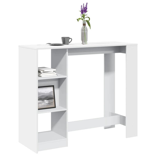 Tavolo Bar con Ripiano Bianco 124x46x103,5 cm in Truciolato 854391