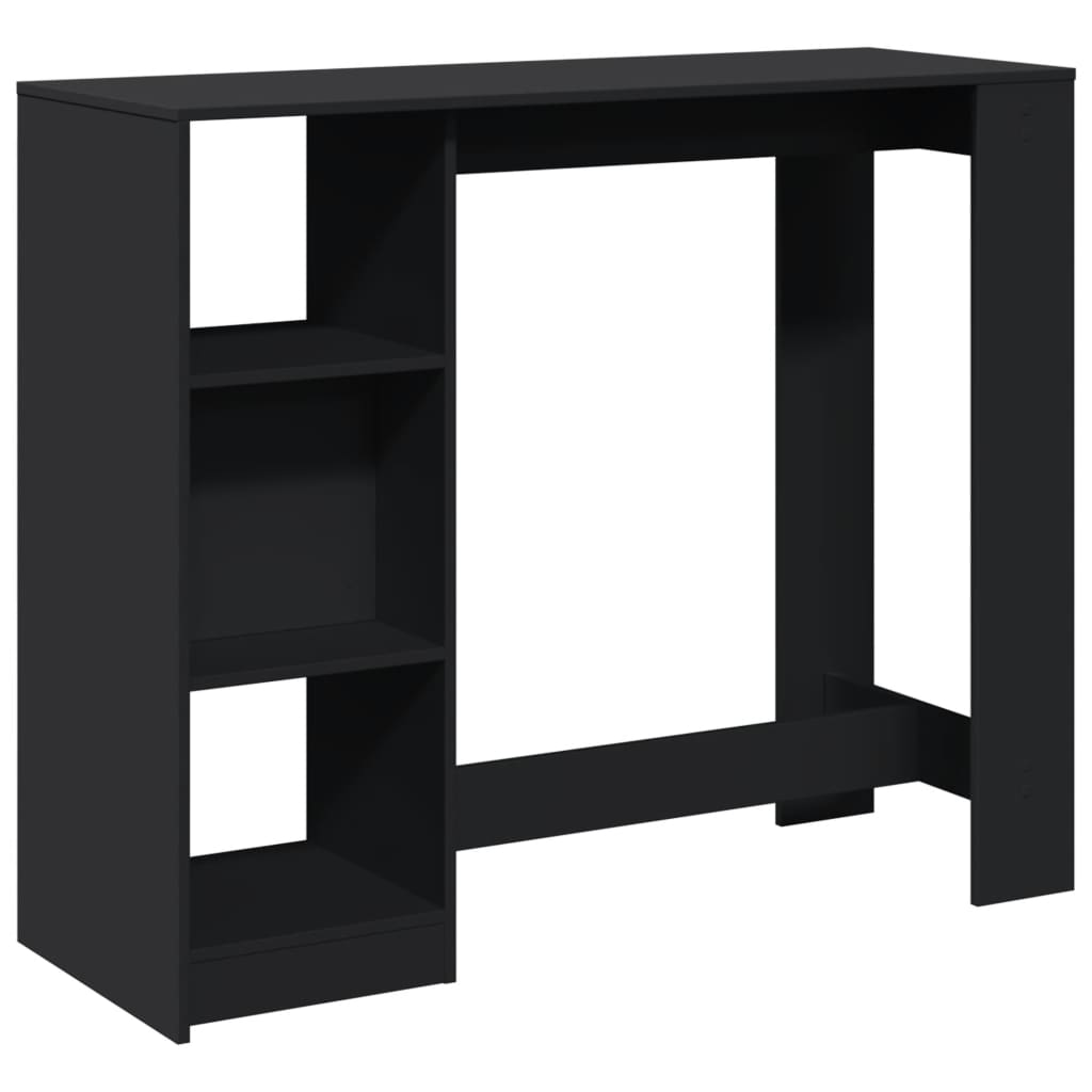 Tavolo Bar con Ripiano Nero 124x46x103,5 cm Legno Multistrato 854392