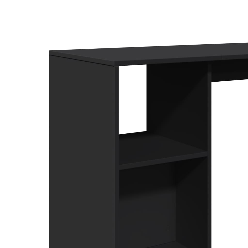 Tavolo Bar con Ripiano Nero 124x46x103,5 cm Legno Multistrato 854392