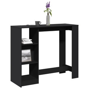 Tavolo Bar con Ripiano Nero 124x46x103,5 cm Legno Multistrato 854392