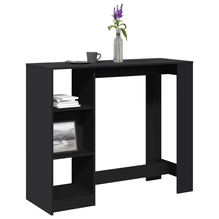 Tavolo Bar con Ripiano Nero 124x46x103,5 cm Legno Multistrato 854392
