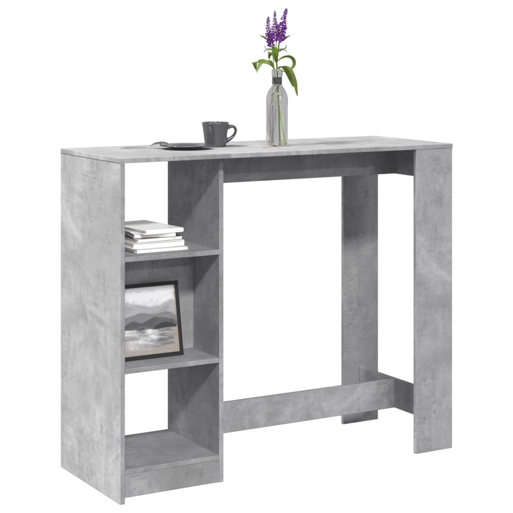 Tavolo Bar Ripiano Grigio Cemento 124x46x103,5 cm Multistrato 854394
