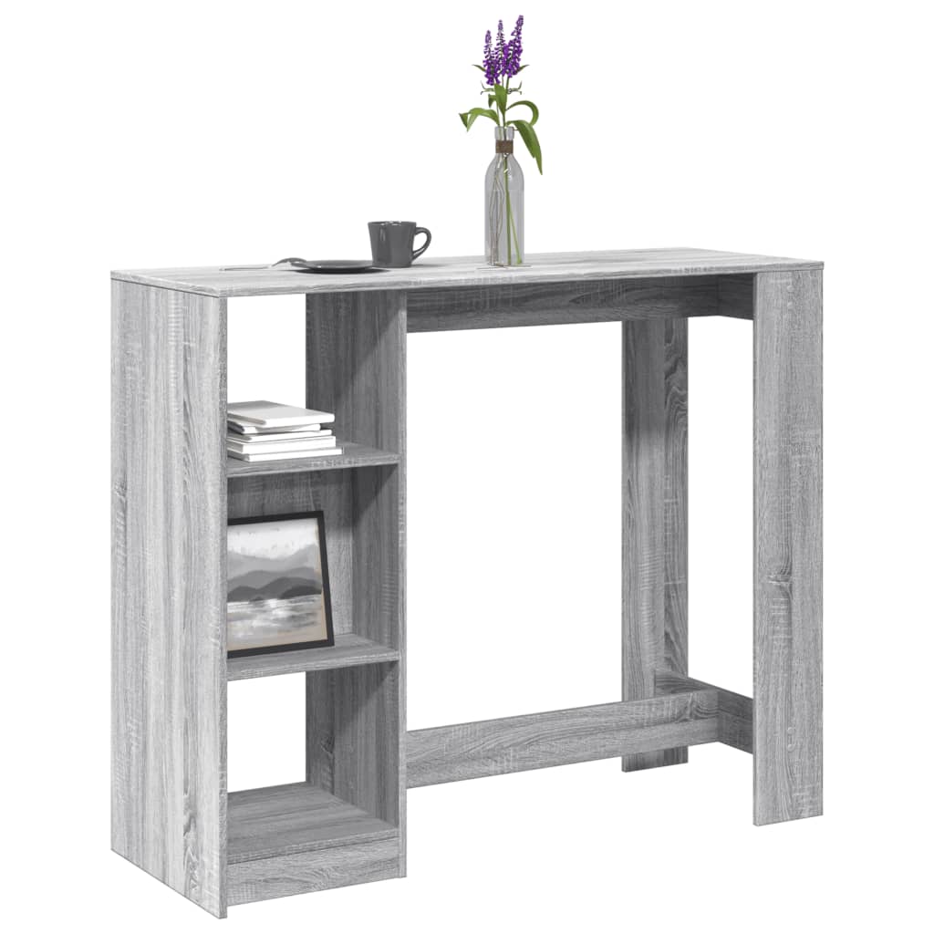 vidaXL Tavolo Bar con Ripiano Grigio Sonoma 124x46x103,5cm Multistrato