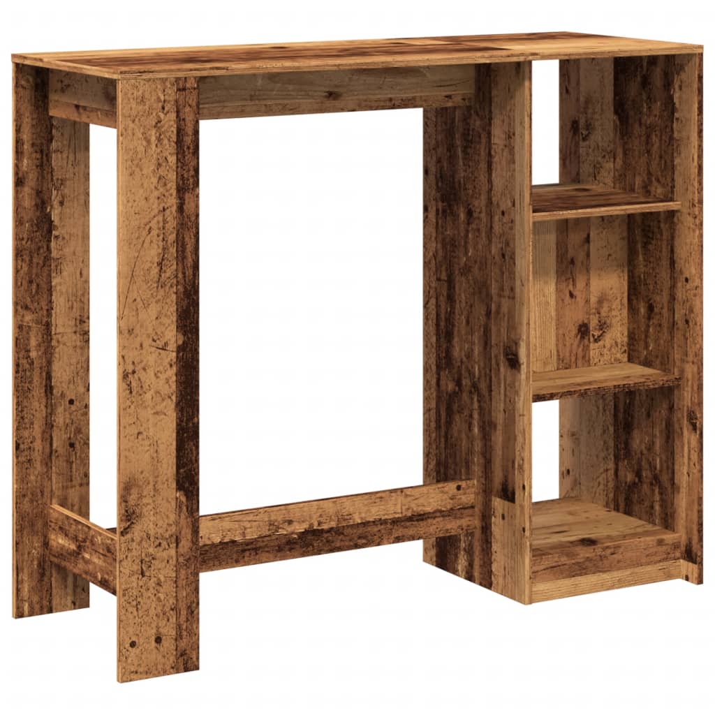 Tavolo Bar con Ripiano Legno Antico 124x46x103,5 cm Multistrato 854398