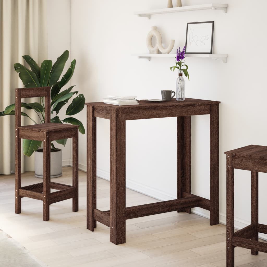 Tavolo da Bar Rovere Marrone 102x50x103,5 cm Legno Multistrato 854415