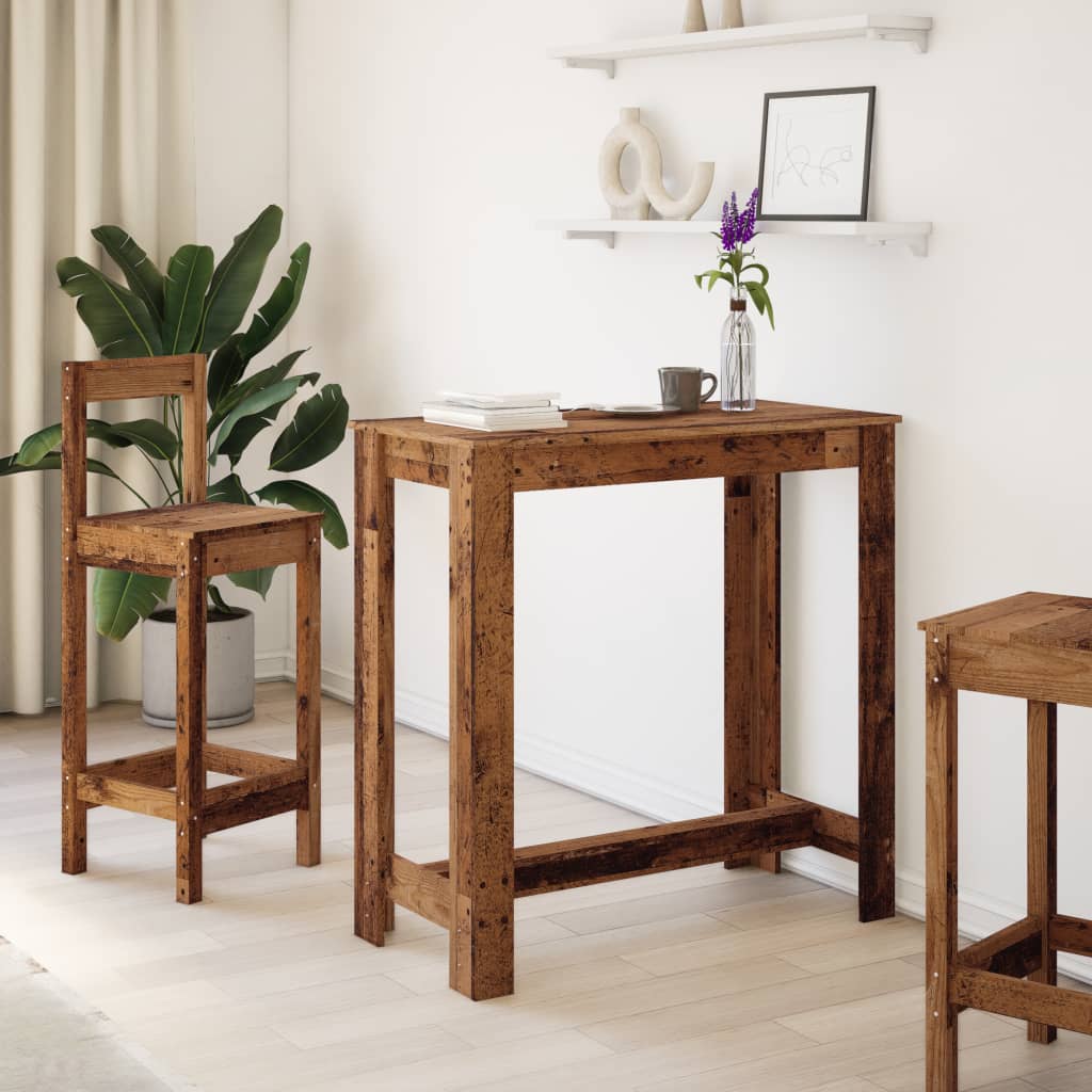 Tavolo da Bar Legno Antico 102x50x103,5 cm in Legno Multistrato 854416