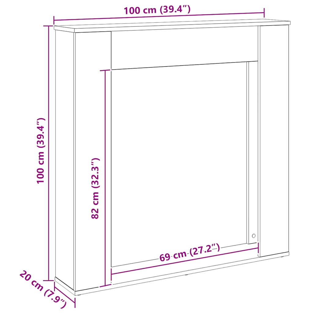 Cornice per Camino Rovere Artigianale 100x20x100 cm Truciolato 854579