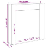 Cornice per Camino Rovere Artigianale 100x20x100 cm Truciolato 854579