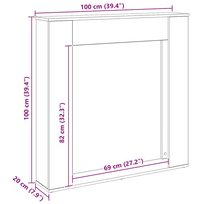 Cornice per Camino Rovere Artigianale 100x20x100 cm Truciolato 854579