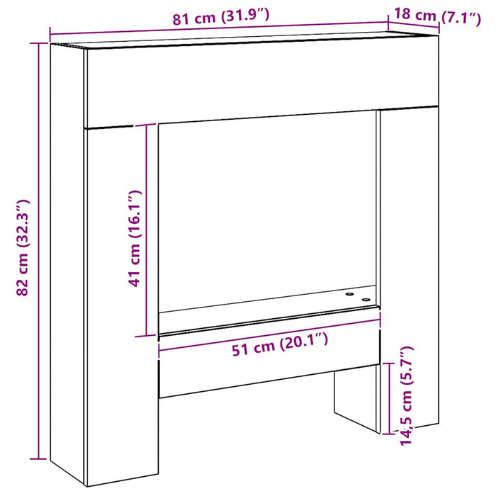 vidaXL Cornice per Camino Rovere Artigianale 81x18x82 cm Truciolato