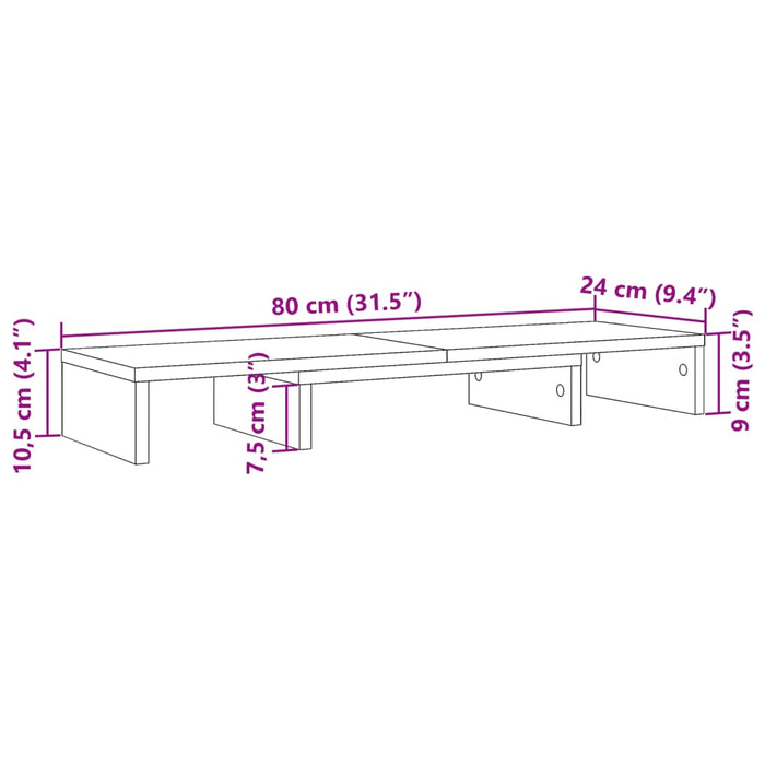 Supporto Monitor Regolabile Marrone 80x24x10,5 cm in Truciolato 854640