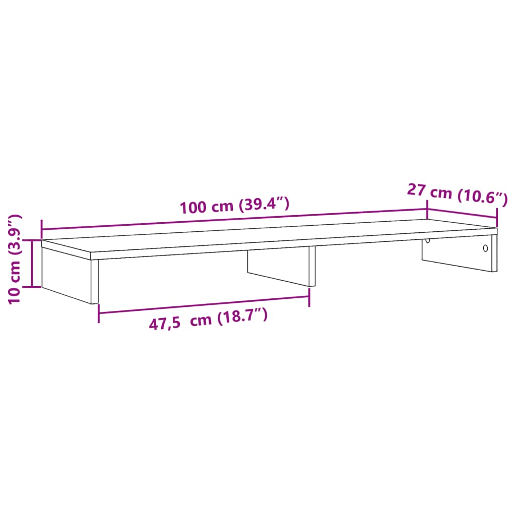 Supporto per monitor tavolo mobile ufficio legno vecchio 100 x 27 x 10 cm legno ingegnerizzato marrone 02_0045004