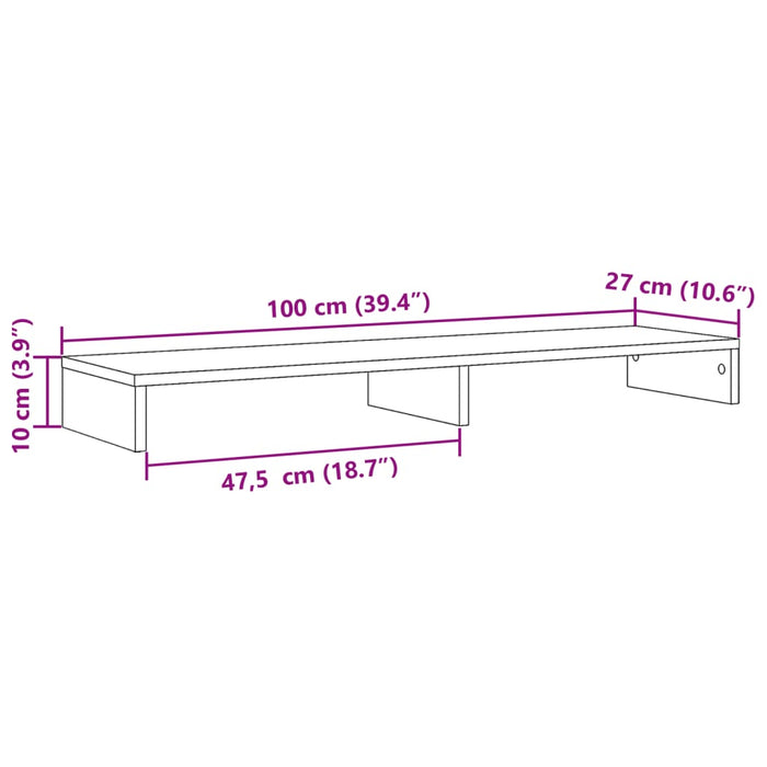 Supporto per Monitor Rovere Artigianale 100x27x10 cm Truciolato
