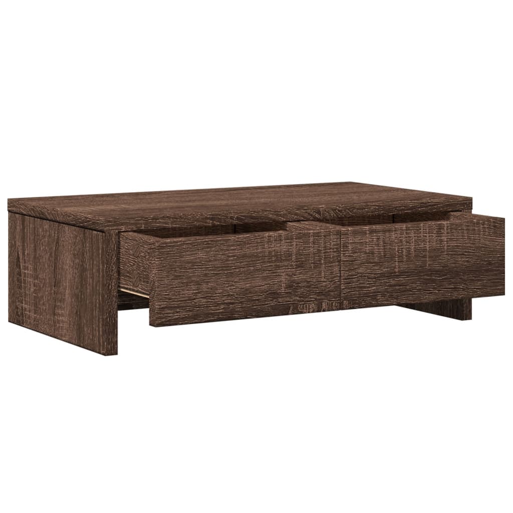 Supporto per monitor tavolo da scrivania con cassetti legno ingegnerizzato marrone 02_0044938