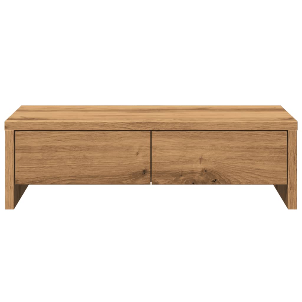 Supporto per monitor tavolo scrivania e cassettiera realizzato artigianalmente in legno ingegnerizzato marrone 02_0044963