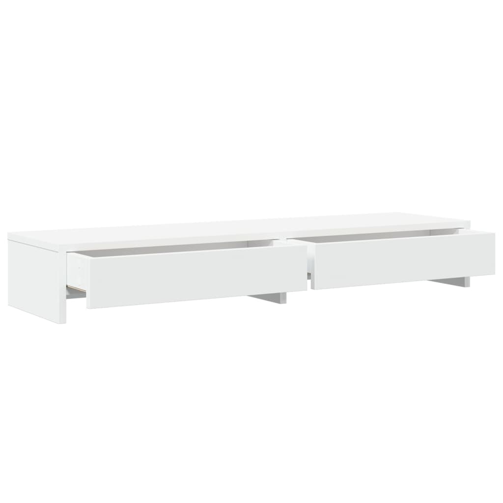 Supporto per monitor tavolo da scrivania con cassetti in legno ingegnerizzato bianco 02_0044934