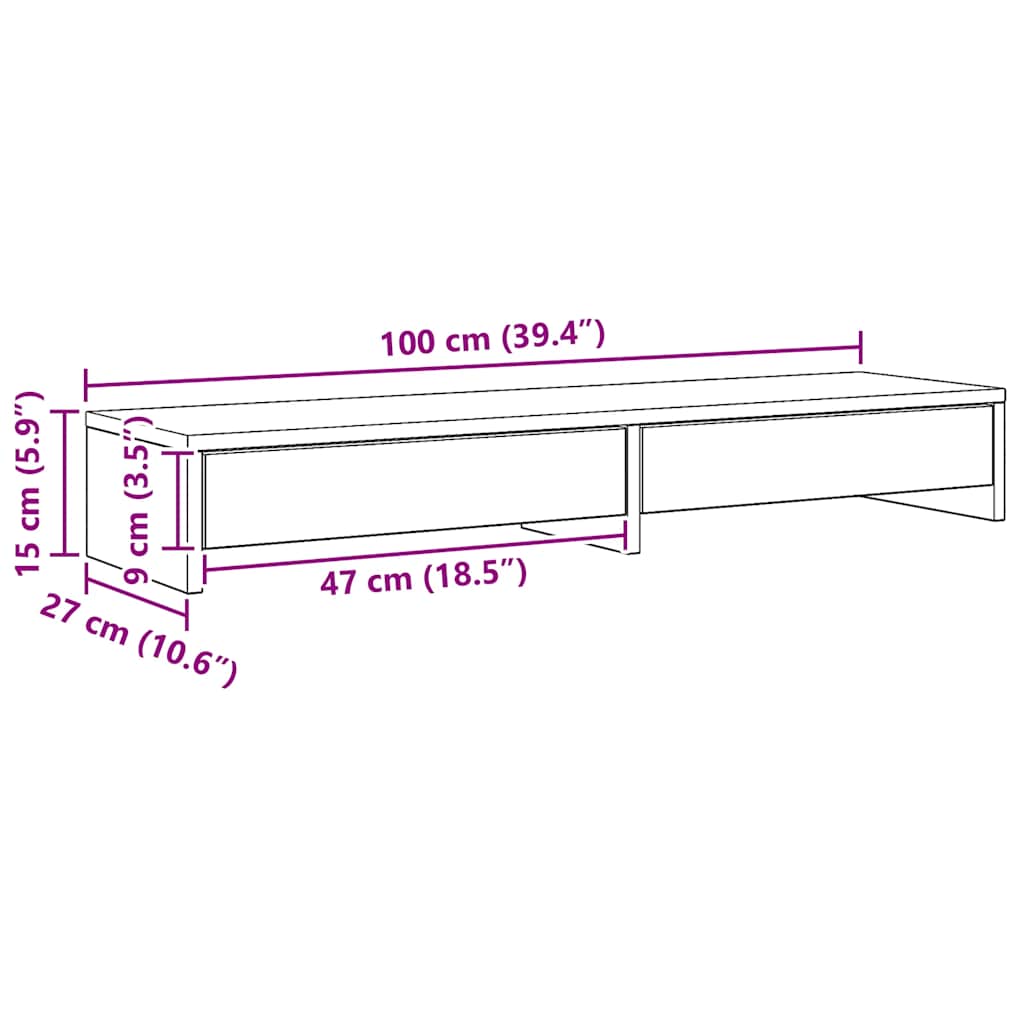 vidaXL Supporto Monitor con Cassetti Rovere 100x27x15 cm in Truciolato